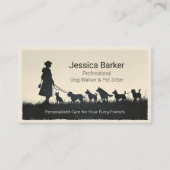 ヴィンテージシルエットドッグウォーカー及びペットシッター 名刺 (正面)