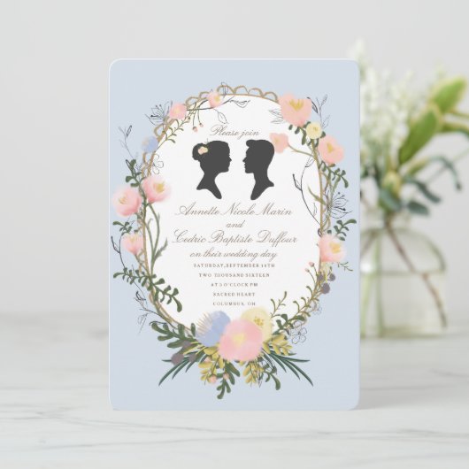 ヴィンテージシルエット春結婚フローラ 招待状 (スタンド正面)