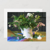 ヴィンテージシルクスカーフフローラスチルライフポストカード ポストカード (正面/裏面)