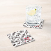 ヴィンテージシルバクラシックウェアグルメイニシャル スクエアペーパーコースター (インサイチュ)