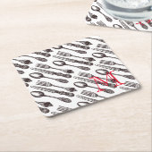 ヴィンテージシルバクラシックウェアグルメイニシャル スクエアペーパーコースター (アングル)