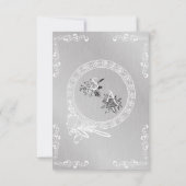 ヴィンテージシルバーおよびホワイト装飾縁どRSVP 出欠カード (裏面)