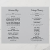 ヴィンテージシルバーとブラックのアールデコ結婚式 プログラム (裏面)