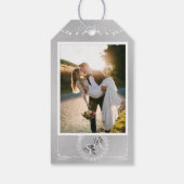 ヴィンテージシルバーとホワイトパーソナライズされたズの結婚ラベル ギフトタグ (裏面)