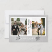 ヴィンテージシルバーとホワイトパーソナライズされたズ結婚 サンキューカード (正面)