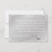 ヴィンテージシルバーとホワイトパーソナライズされたズ結婚 サンキューカード (裏面)