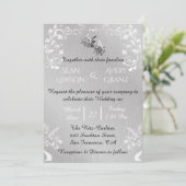 ヴィンテージシルバーとホワイト縁どア結婚ファッショ 招待状 (スタンド正面)
