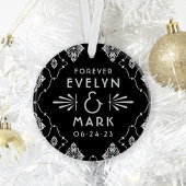 ヴィンテージシルバーアールデコ結婚のモノグラム写真 オーナメント