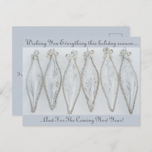 ヴィンテージシルバーガラスクリスマスボールレトロな休日 ポストカード (正面/裏面)