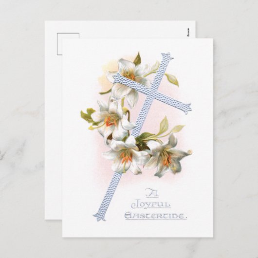 ヴィンテージシルバークロスとイースターリリー シーズンポストカード (正面/裏面)