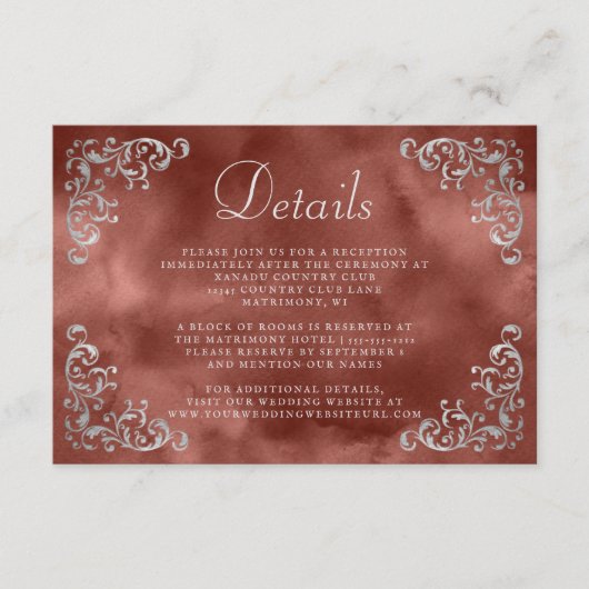 ヴィンテージシルバーシナモンラストウォーターカラー詳細 エンクロージャーカード (正面)