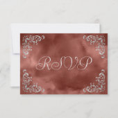 ヴィンテージシルバーシナモンラストウォーター結婚カラー 出欠カード (正面)