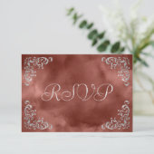 ヴィンテージシルバーシナモンラストウォーター結婚カラー 出欠カード (スタンド正面)