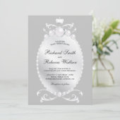 ヴィンテージシルバージェムストンパール結婚ズ 招待状 (スタンド正面)