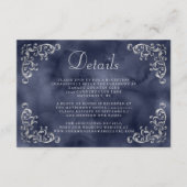 ヴィンテージシルバーネイビーブルーウォーターカラー詳細 エンクロージャーカード (正面)