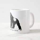 ヴィンテージシルバーバックゴリライラストレーション、ブラック ジャンボコーヒーマグカップ (正面右)