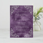 ヴィンテージシルバーパープルウォーター結婚カラー 招待状 (スタンド正面)