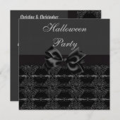 ヴィンテージシルバーフエレガントィリグリーハローウィンパーティ 招待状 (正面/裏面)