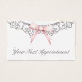 ヴィンテージシルバーフレームピンクボウアポイントメントカード (正面)