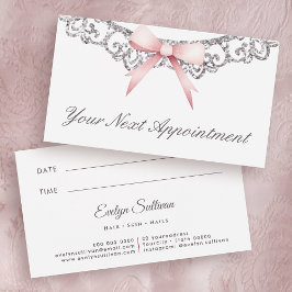 ヴィンテージシルバーフレームピンクボウアポイントメントカード
