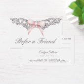 ヴィンテージシルバーフレームピンクボウ紹介カード (デスク)