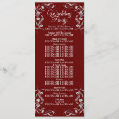 ヴィンテージシルバーフローラルパターンレッドエレガントな結婚式 プログラム (裏面)