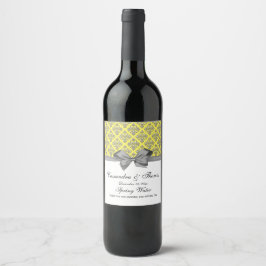 ヴィンテージシルバーホットダマスクグレーボウDIY BG ワインラベル