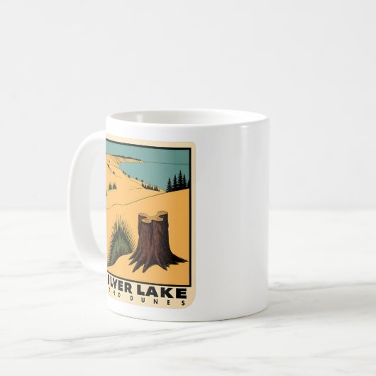 ヴィンテージシルバーレイクサンドダネスミシガン コーヒーマグカップ (正面左)