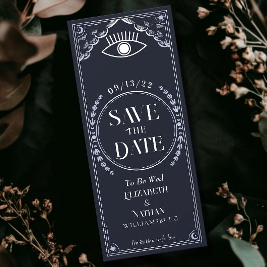 ヴィンテージシルバー神秘的なタロットカード日付を保存 招待状