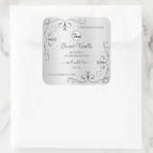 ヴィンテージシルバー製品ラベルの華美コーナーロゴ スクエアシール (バッグ)