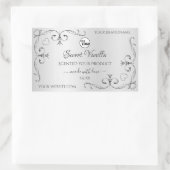 ヴィンテージシルバー製品ラベルの華美コーナーロゴ 長方形シール (バッグ)