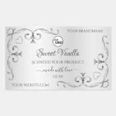 ヴィンテージシルバー製品ラベルの華美コーナーロゴ 長方形シール (正面)