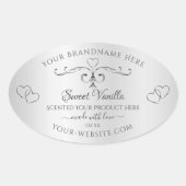 ヴィンテージシルバー製品ラベル華美デコールハート 楕円形シール (正面)