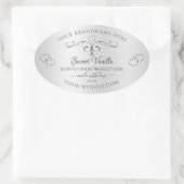 ヴィンテージシルバー製品ラベル華美デコールハート 楕円形シール (バッグ)