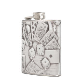 ヴィンテージシルバー賭博ポーカーカードサイコロラスベガス フラスク (左)