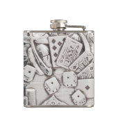 ヴィンテージシルバー賭博ポーカーカードサイコロラスベガス フラスク (裏面)