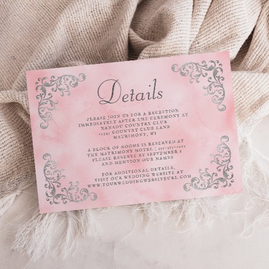 ヴィンテージシルバー赤面ピンクウォーターカラー詳細 エンクロージャーカード