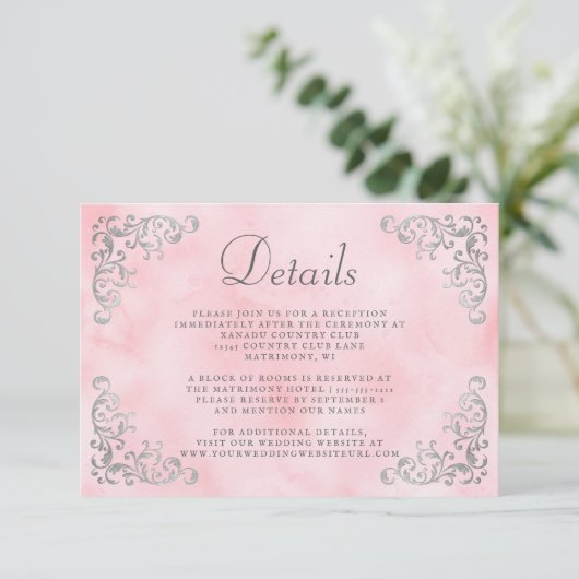 ヴィンテージシルバー赤面ピンクウォーターカラー詳細 エンクロージャーカード (スタンド正面)