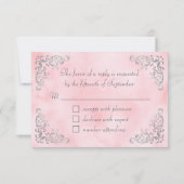 ヴィンテージシルバー赤面ピンクウォーター結婚カラー 出欠カード (裏面)