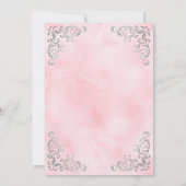 ヴィンテージシルバー赤面ピンクウォーター結婚カラー 招待状 (裏面)