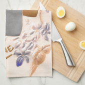 ヴィンテージシルバー&金ゴールドハートバレンタインポストカード キッチンタオル (四つ折り)