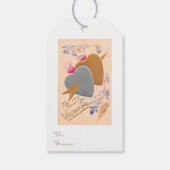 ヴィンテージシルバー&金ゴールドハートバレンタインポストカード ギフトタグ (裏面)