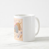 ヴィンテージシルバー&金ゴールドハートバレンタインポストカード コーヒーマグカップ (正面右)