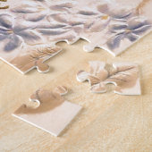 ヴィンテージシルバー&金ゴールドハートバレンタインポストカード ジグソーパズル (側面)