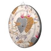 ヴィンテージシルバー&金ゴールドハートバレンタインポストカード ダーツボード (正面右)