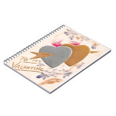 ヴィンテージシルバー&金ゴールドハートバレンタインポストカード ノートブック (左側)