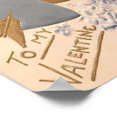 ヴィンテージシルバー&金ゴールドハートバレンタインポストカード ポスター (角)