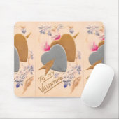 ヴィンテージシルバー&金ゴールドハートバレンタインポストカード マウスパッド (マウス)