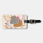 ヴィンテージシルバー&金ゴールドハートバレンタインポストカード ラゲッジタグ (正面横)