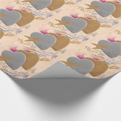 ヴィンテージシルバー&金ゴールドハートバレンタインポストカード ラッピングペーパー (角)